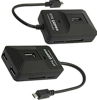  USB OTG COMBO Card Reader   (3 USB-, 1 SD, 1 MicroSD 