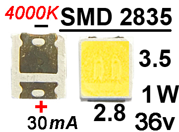  SMD   2835 36v 1W   4000K,  , 1, 