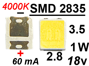  SMD   18v 1W 2835   4000K,  , 1, 