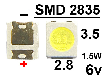  SMD  2835 6v 1.5W 6500K,  , 
